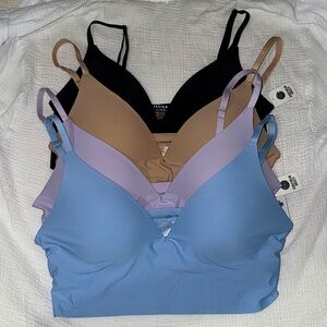 Refuge Black Tan Purple & Blue Wireless Bras Seamless Comfort NWT!